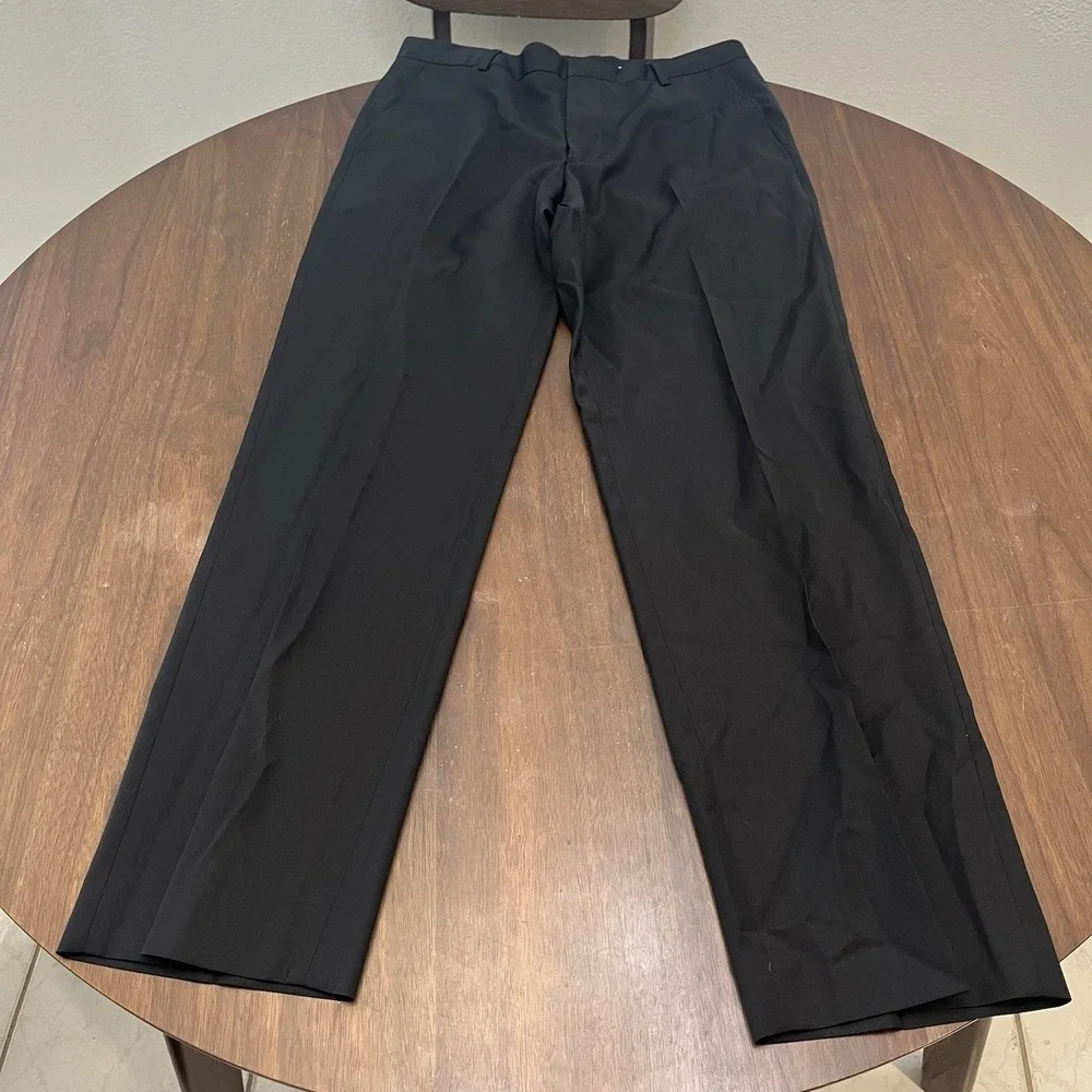 Banana Republic Men's Dress Pants Black 100% Wool Shell Size 33x32 Flat Front